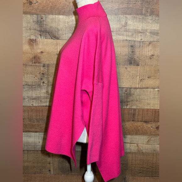Entro Hot Pink Mock Neck Side Slit Sweater Long Sleeve size S/M - Picture 5 of 11